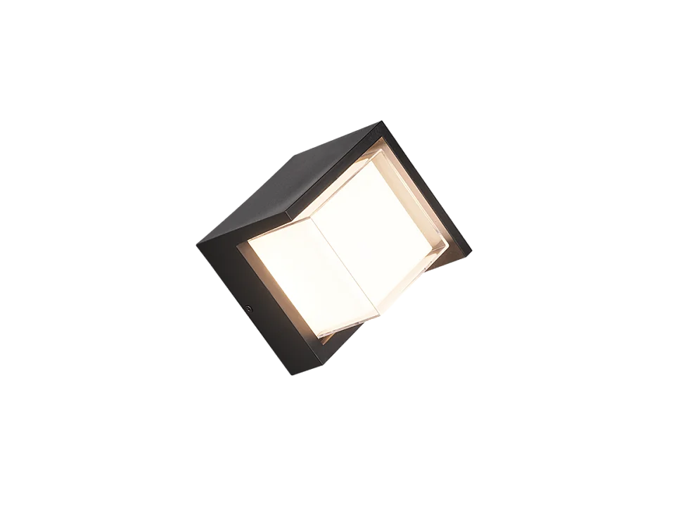 Applique da esterno LED, plastica, nero opaco, 15x15x10 cm, Puno