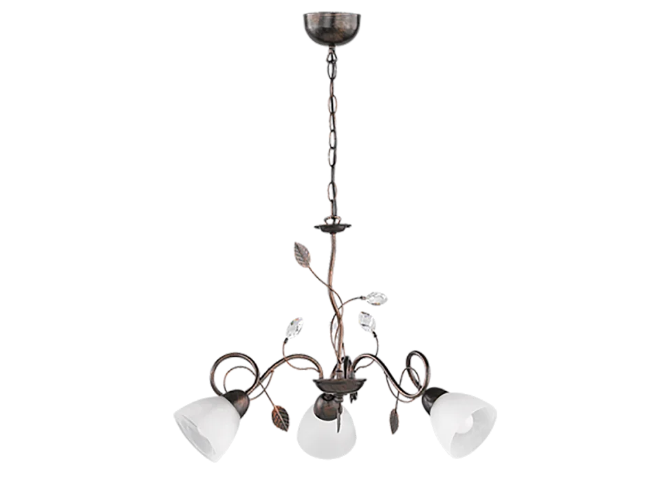 Lampada a sospensione 3 luci, metallo, ruggine anticato, 70x150x70 cm, Traditio