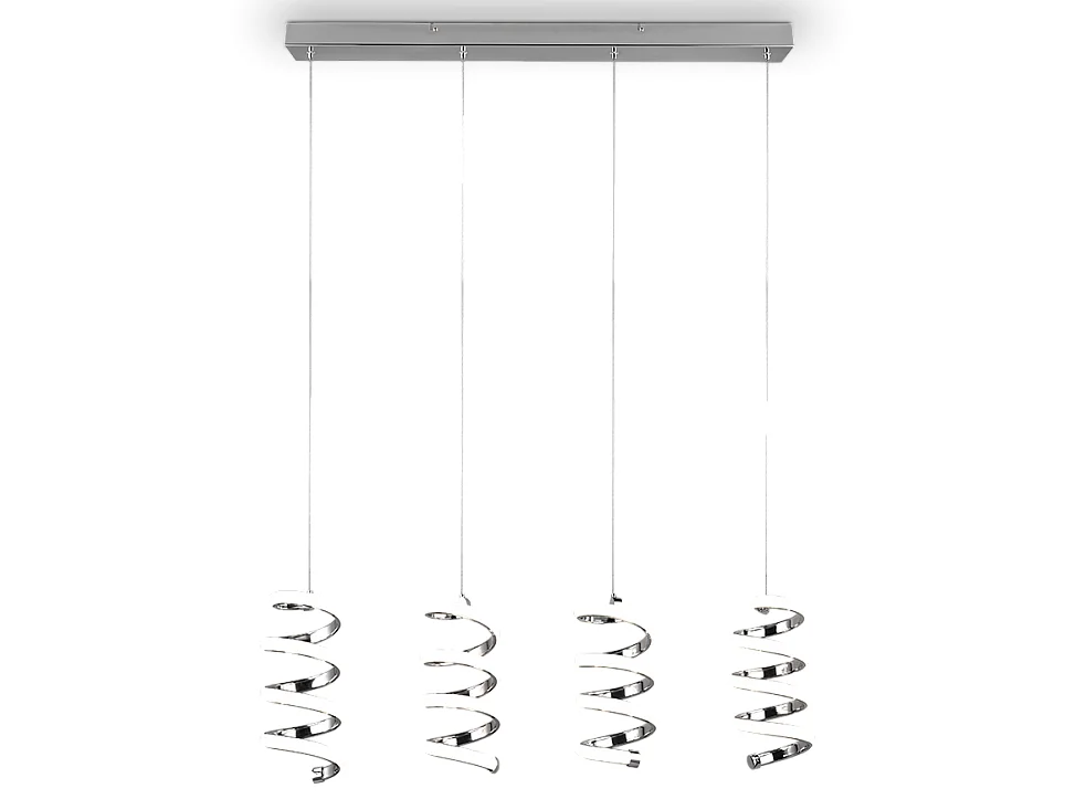 Lampada a sospensione LED 4 luci, metallo, cromo, 91,5x150x13,5 cm, Laola