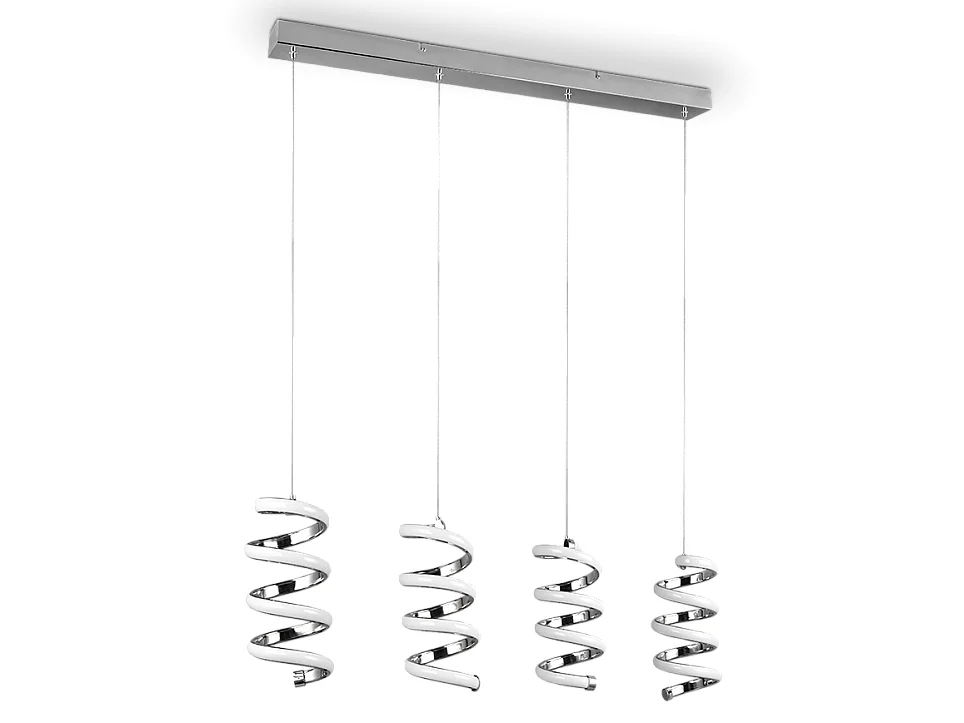 Lampada a sospensione LED 4 luci, metallo, cromo, 91,5x150x13,5 cm, Laola
