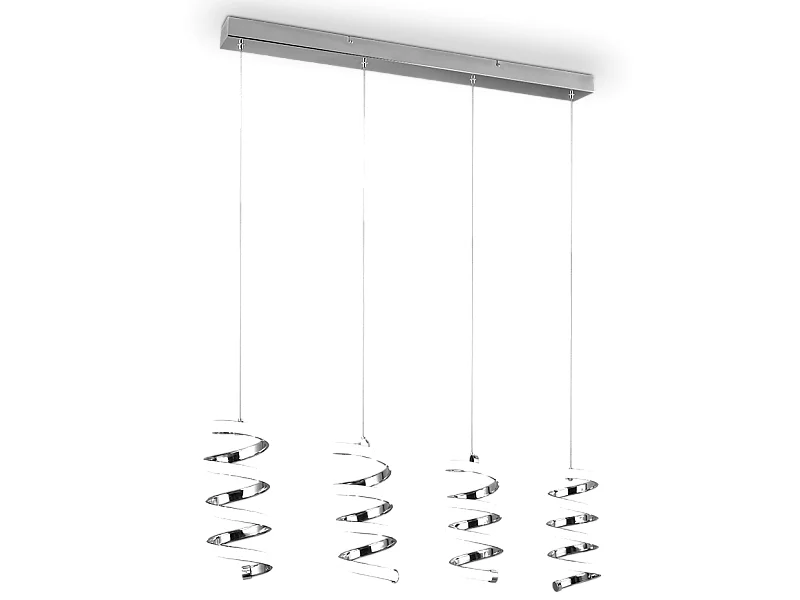 Lampada a sospensione LED 4 luci, metallo, cromo, 91,5x150x13,5 cm, Laola