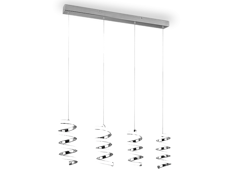 Lampada a sospensione LED 4 luci, metallo, cromo, 91,5x150x13,5 cm, Laola