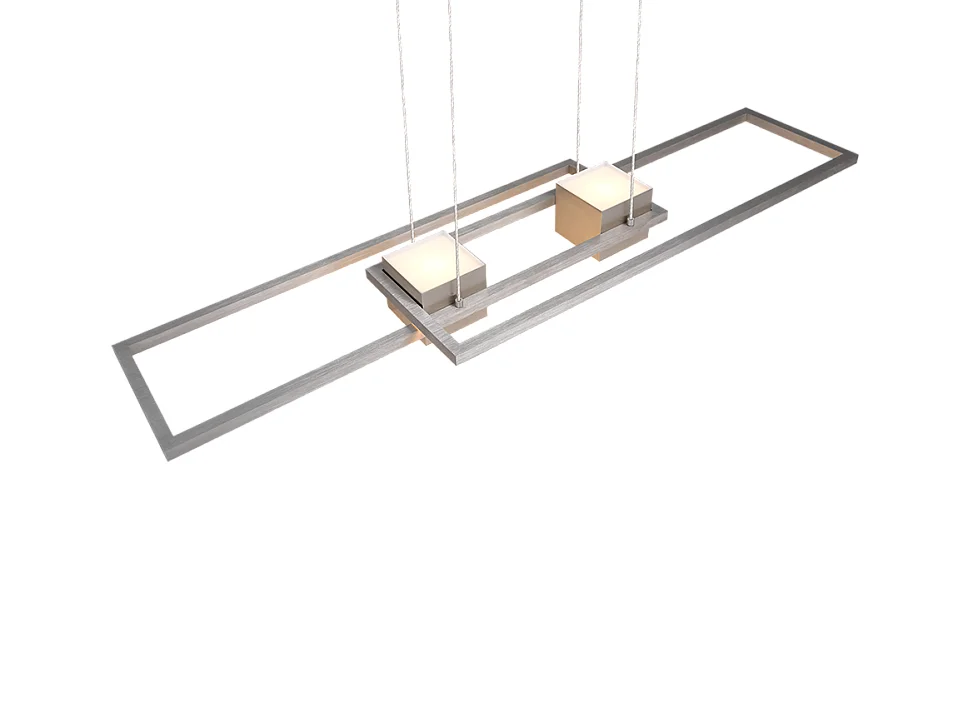 Lampada a sospensione LED, alluminio, nichel opaco, 100x150x28 cm, Albany