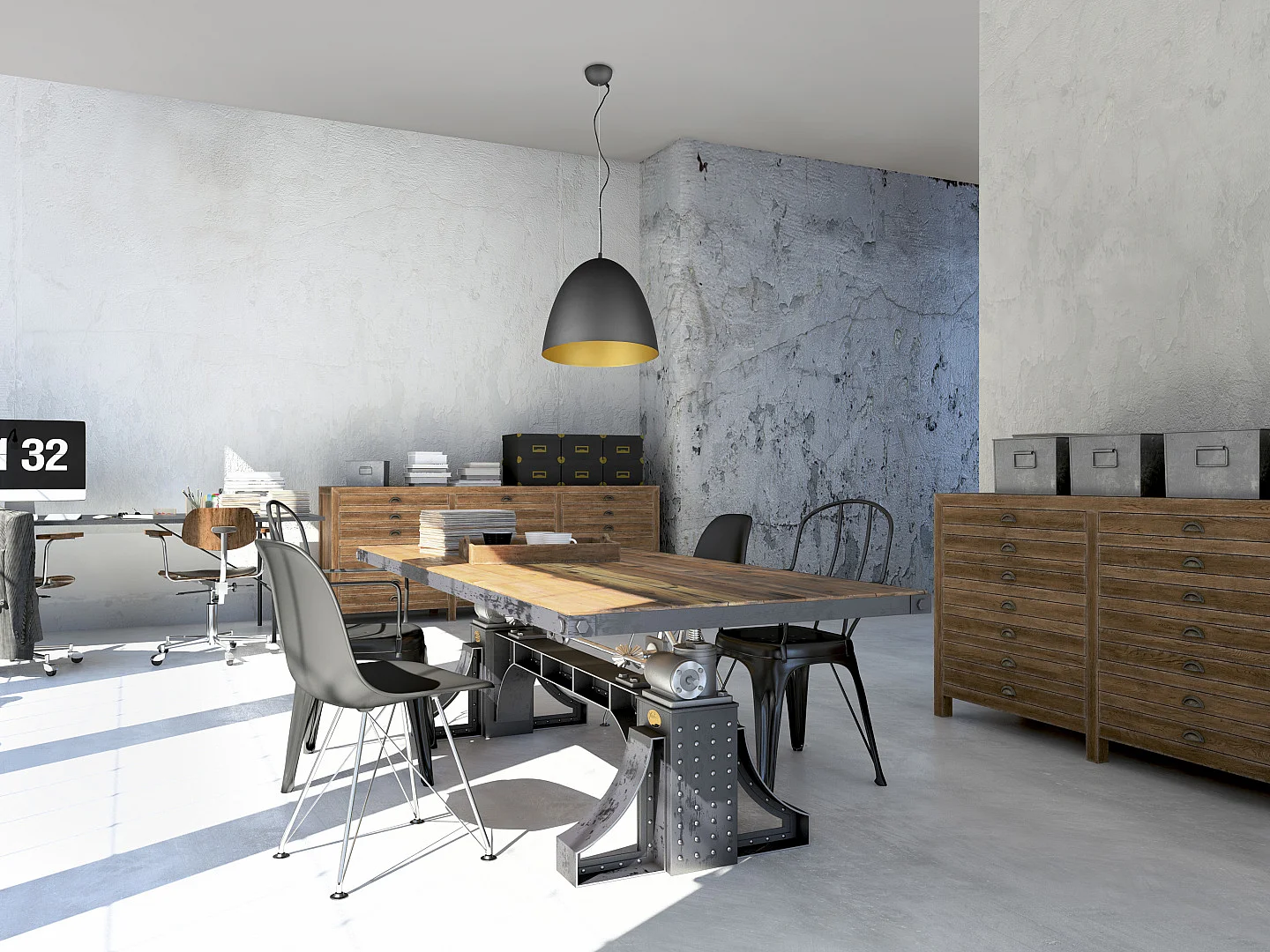 Lampada a sospensione, metallo, oro nero, 40x150x40 cm, Tilda