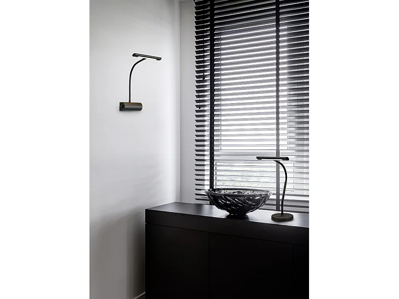 Lampada da tavolo LED, metallo, nero opaco, 18x35x15 cm, Curtis