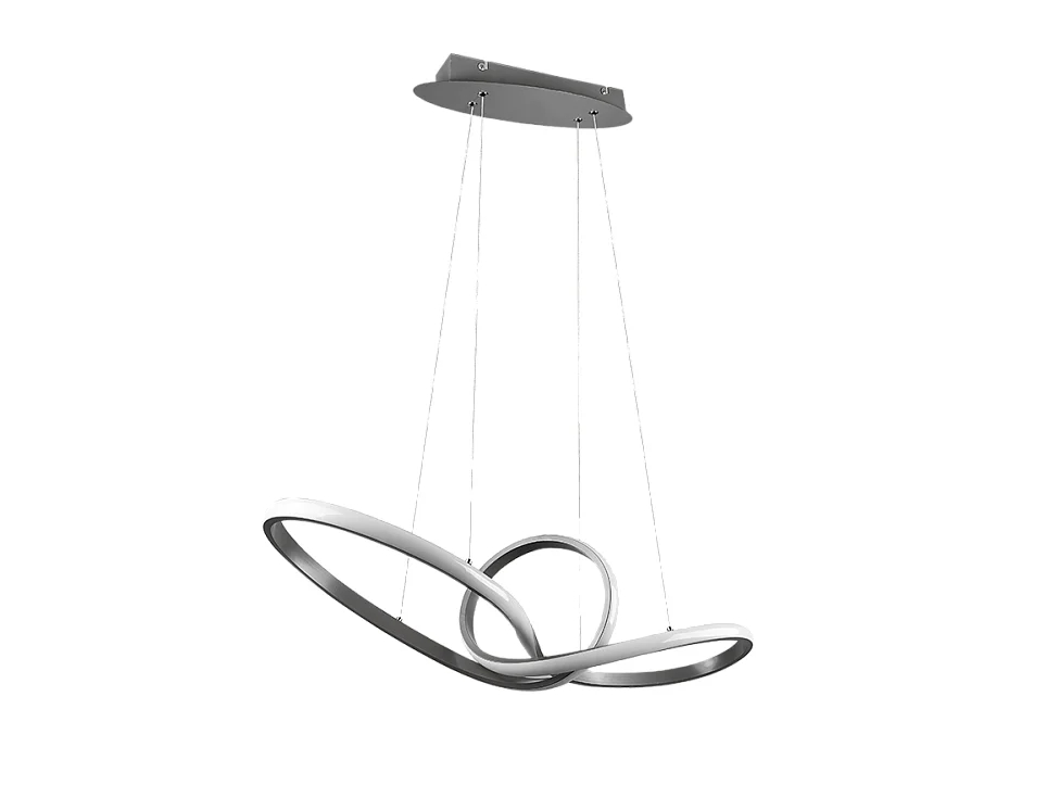 Lampada a sospensione LED, metallo, nichel opaco, 80x150x26,5 cm, Sansa