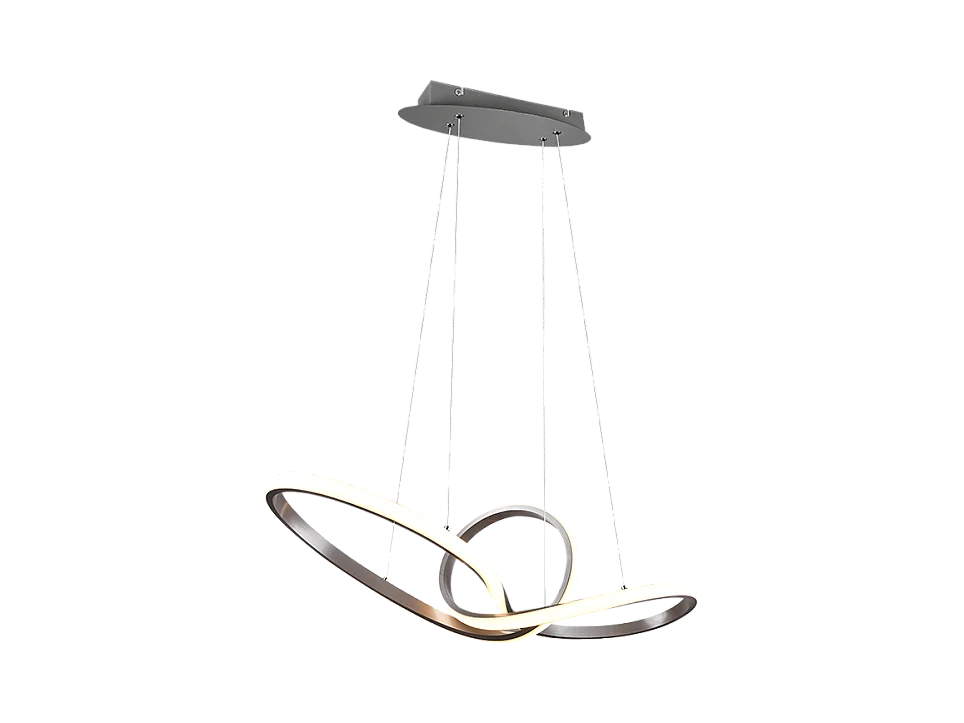 Lampada a sospensione LED, metallo, nichel opaco, 80x150x26,5 cm, Sansa