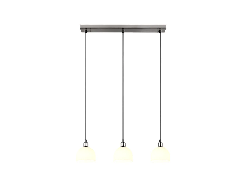 Lampada a sospensione 3 luci, metallo, nichel opaco, 60x150x12 cm, Molly