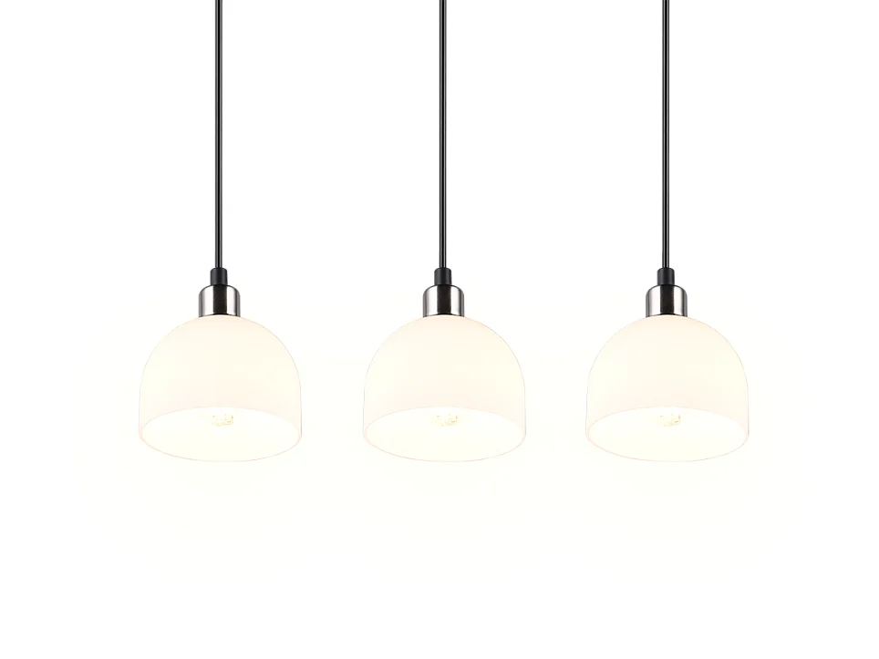 Lampada a sospensione 3 luci, metallo, nichel opaco, 60x150x12 cm, Molly