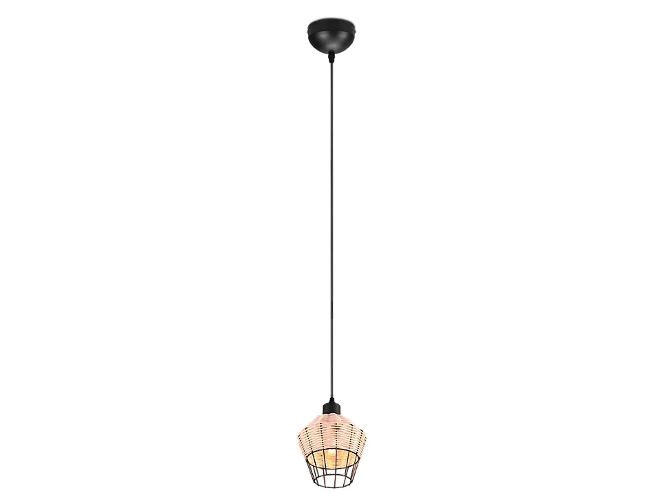 Lampada a sospensione, reticolo rattan, naturale, 17,5x150x17,5 cm, Borka