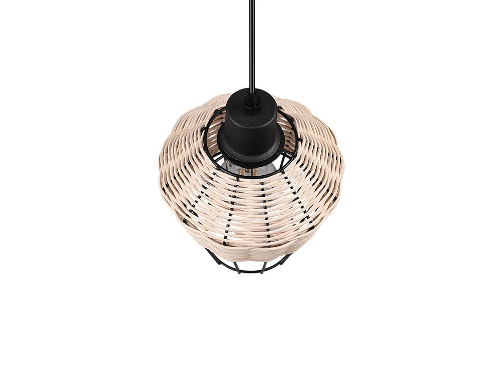 Lampada a sospensione, reticolo rattan, naturale, 17,5x150x17,5 cm, Borka