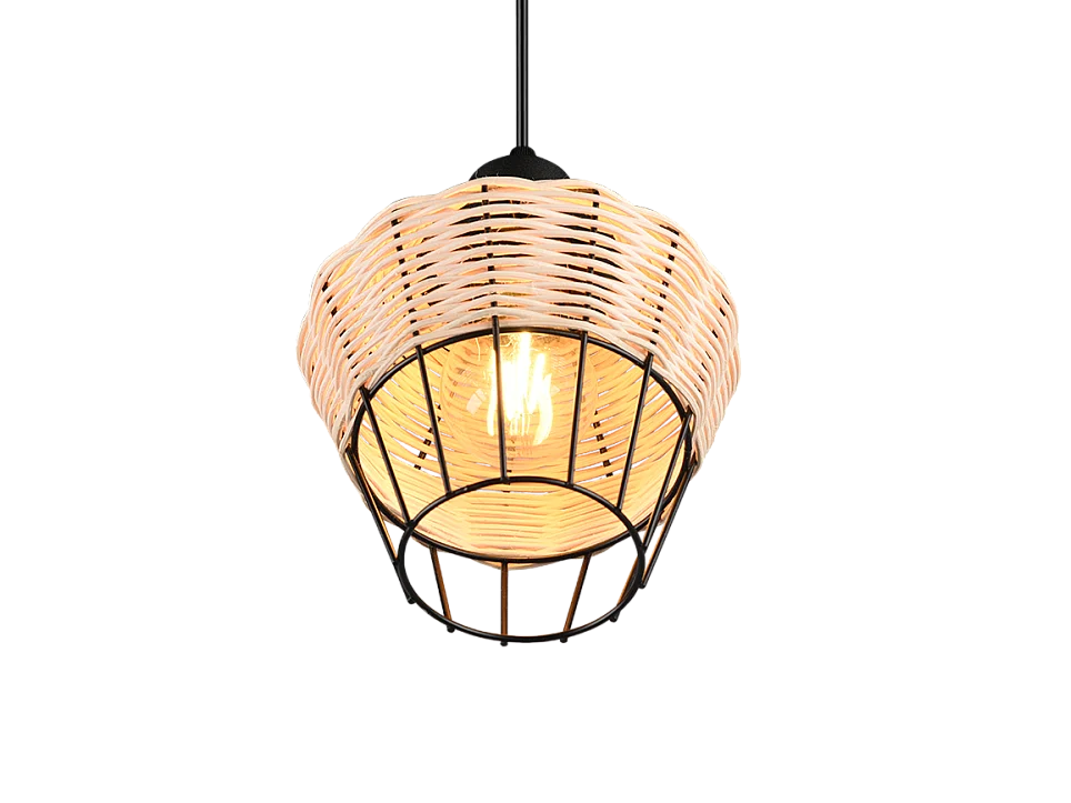 Lampada a sospensione, reticolo rattan, naturale, 17,5x150x17,5 cm, Borka