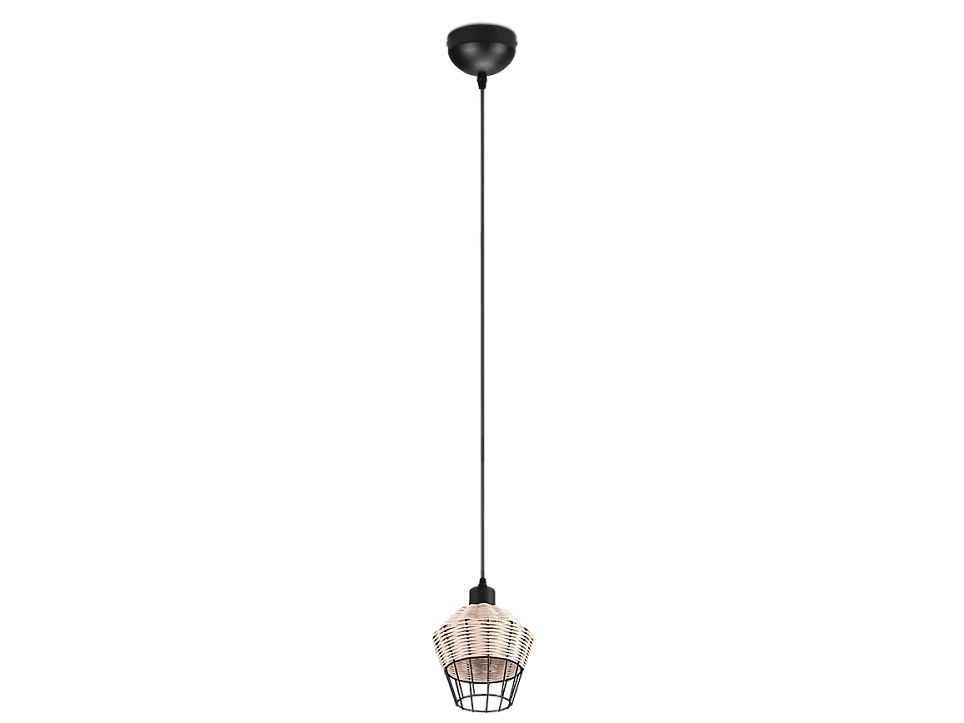 Lampada a sospensione, reticolo rattan, naturale, 17,5x150x17,5 cm, Borka
