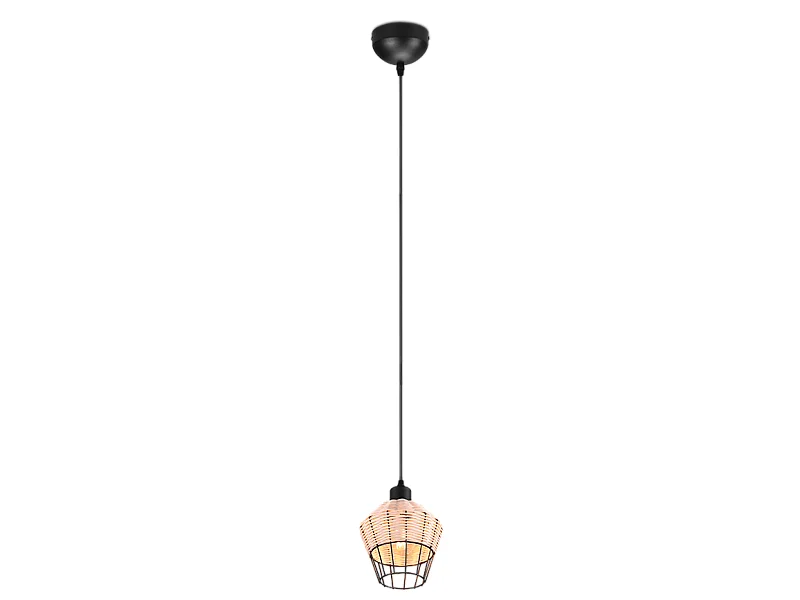 Lampada a sospensione, reticolo rattan, naturale, 17,5x150x17,5 cm, Borka