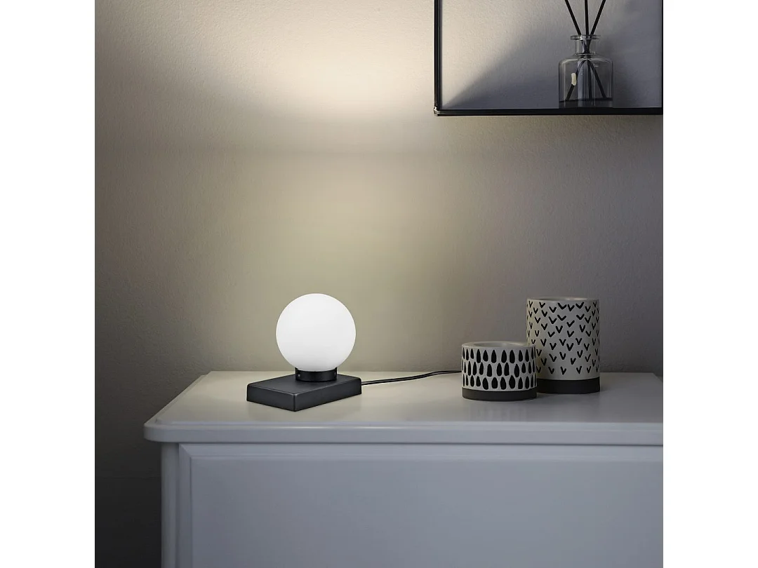 Lampada da tavolo, metallo, nero opaco, 15x15x12 cm, Davi Ii