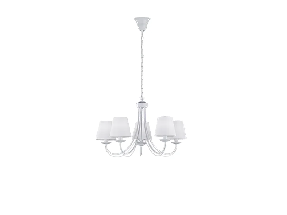Lampada a sospensione 5 luci, metallo, bianco opaco, 70x150x70 cm, Cortez