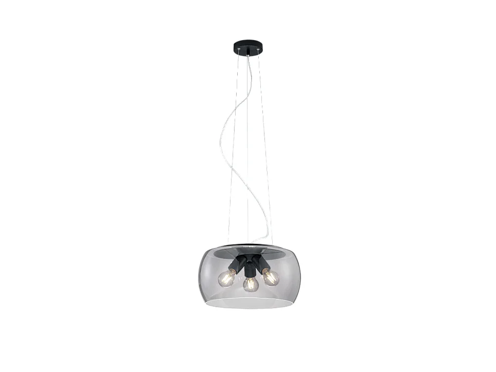 Lampada a sospensione 3 luci, metallo, antracite, 40x150x40 cm, Valente