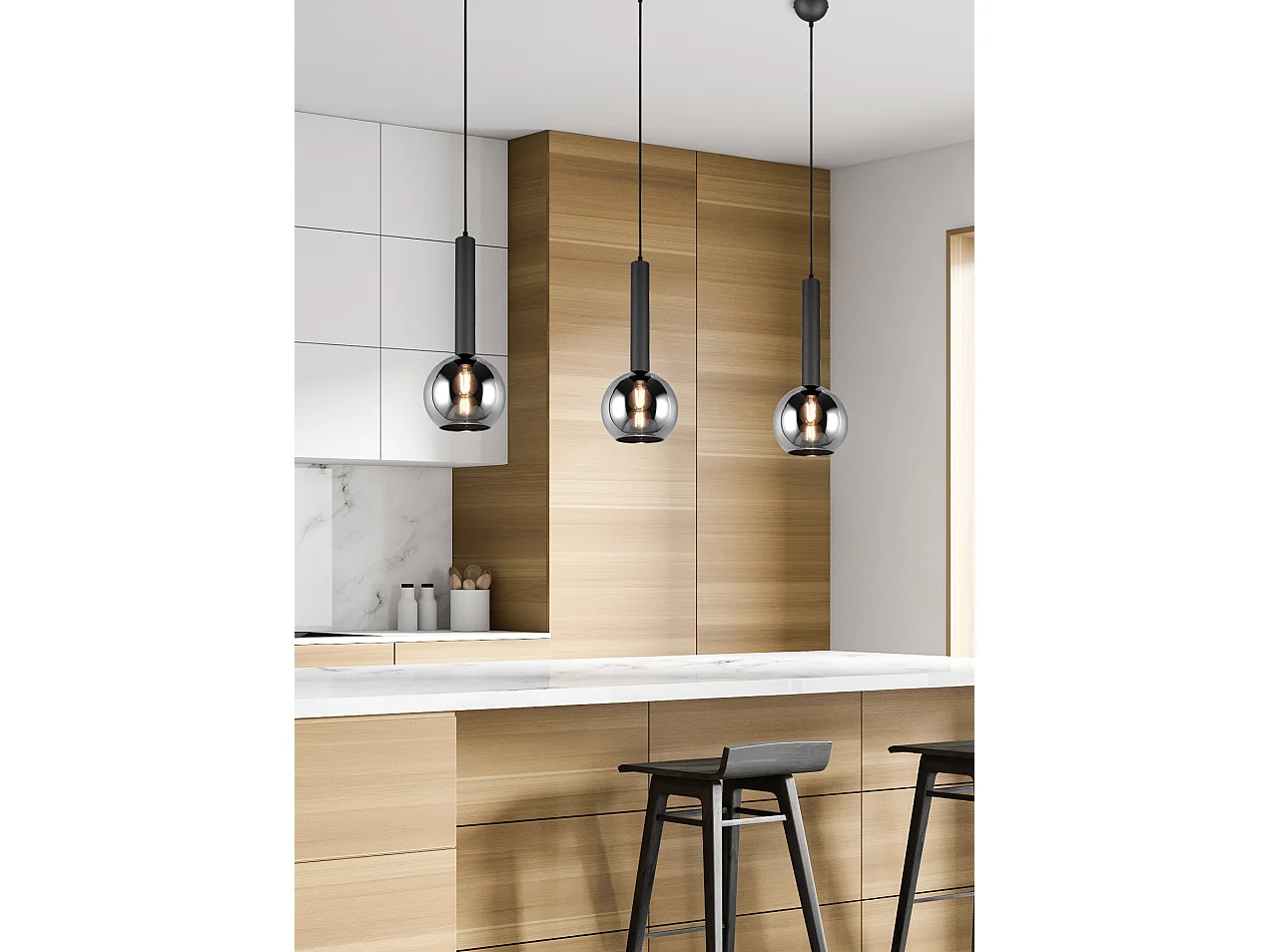 Hanglamp CLAYTON - 20x20x150 cm - Zwart