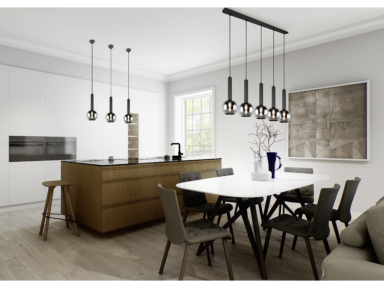 Hanglamp CLAYTON - 20x20x150 cm - Zwart