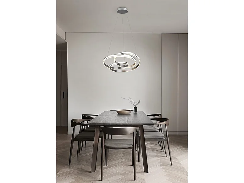 Lampada a sospensione LED, metallo, nichel opaco, 60x150x60 cm, Nuria