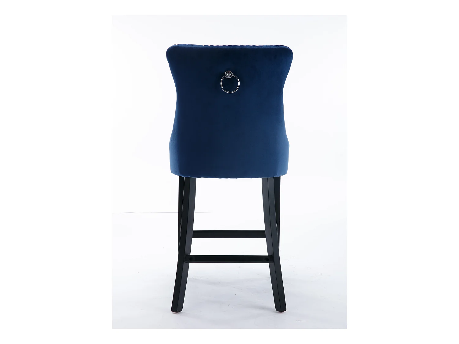 Lot de 2 chaises en velours bleu avec capitonnage à boutons et garniture à têtes de clous, pieds en bois