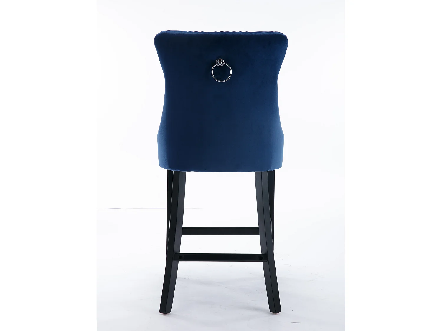 Lot de 2 chaises en velours bleu avec capitonnage à boutons et garniture à têtes de clous, pieds en bois