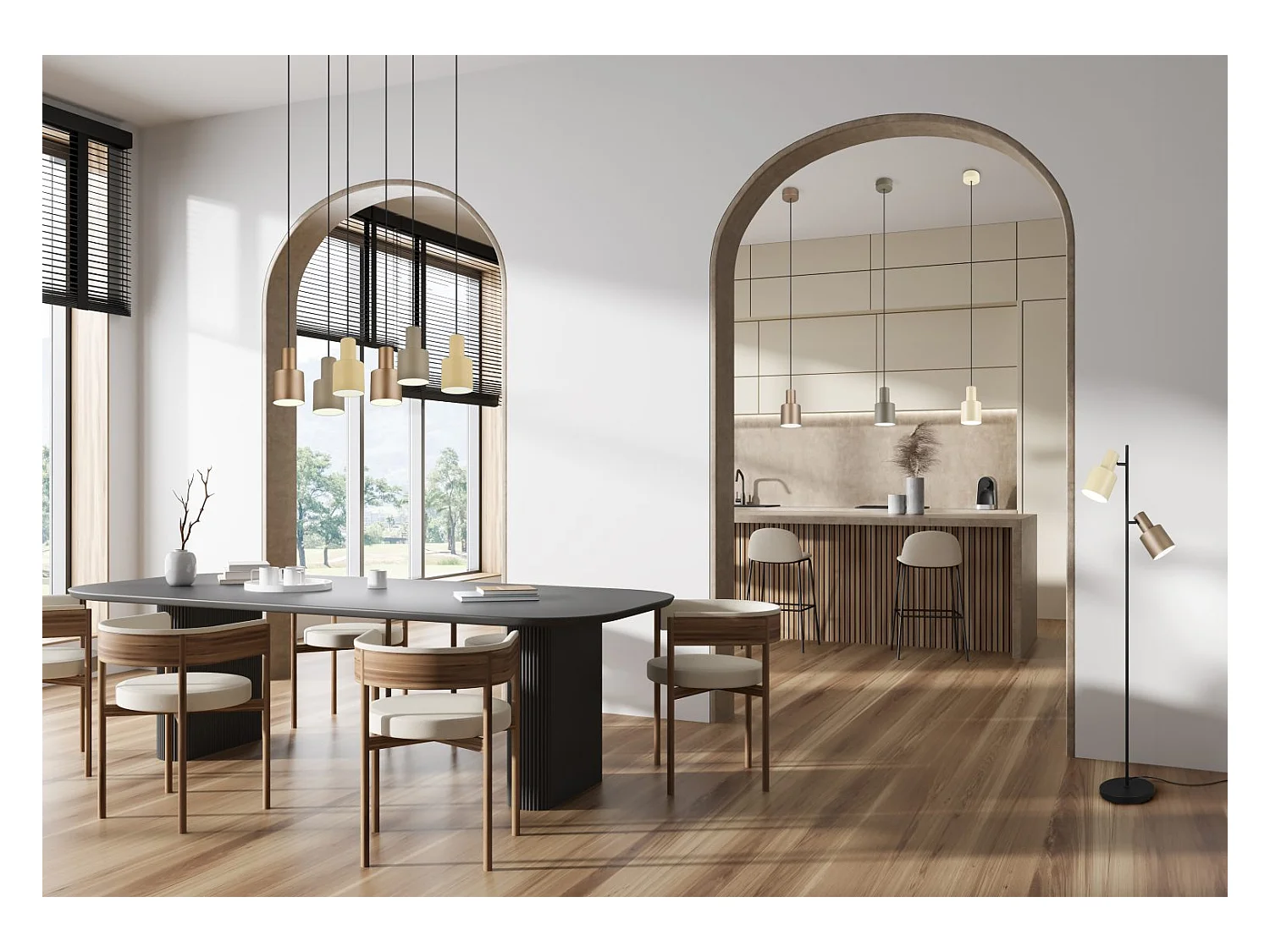 Lampada a sospensione, metallo, taupe, 12x150x12 cm, Agudo