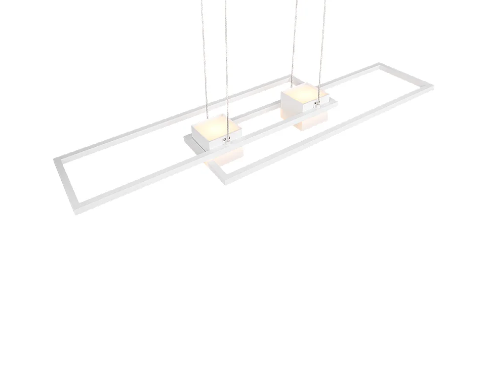 Lampada a sospensione LED, alluminio, bianco opaco, 100x150x28 cm, Albany