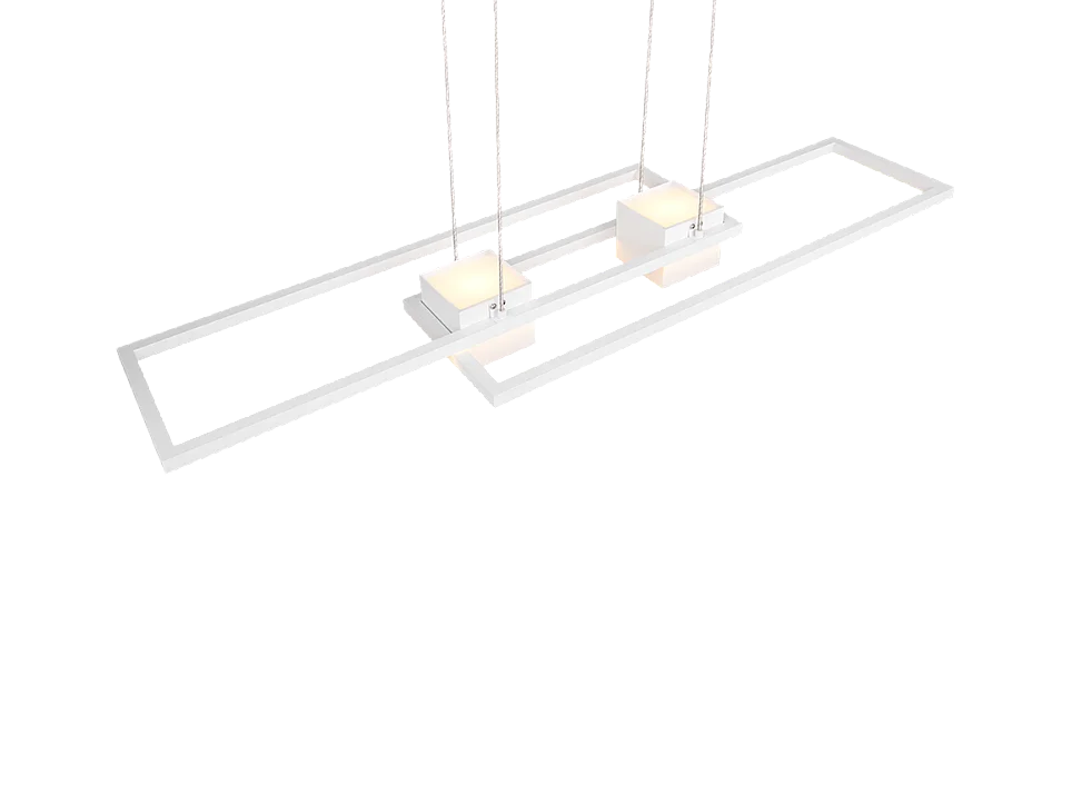 Lampada a sospensione LED, alluminio, bianco opaco, 100x150x28 cm, Albany