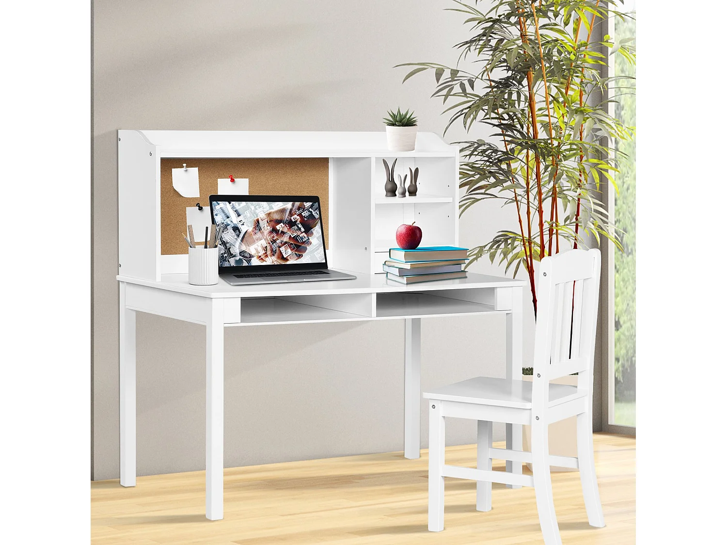 Set di scrivanie per bambini con bacheca Scrivania per bambini con sedia Scrivania per studenti grigia