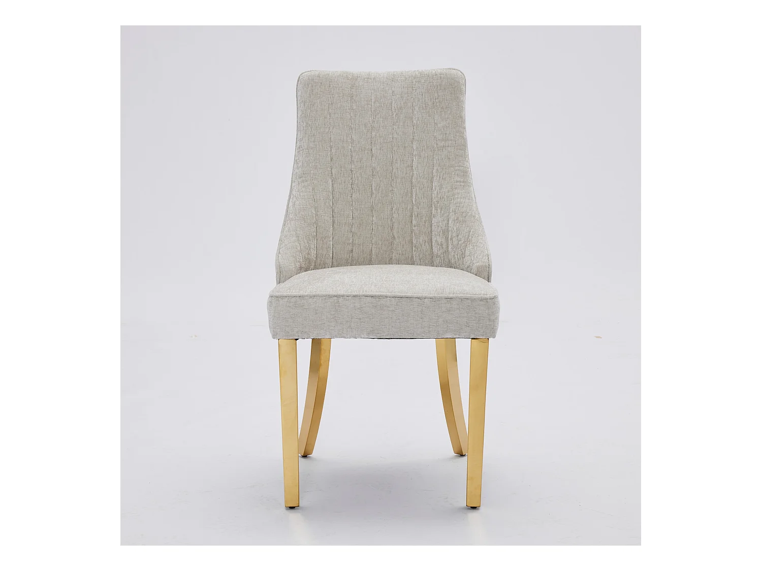 Lot de 2 chaises beige avec pieds dorés, chenille floquée en rayonne