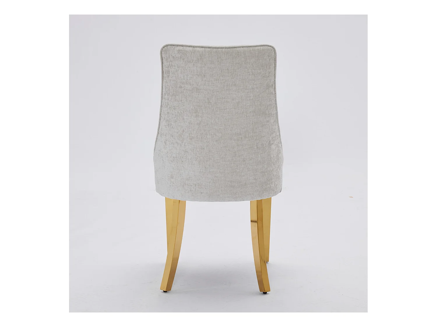 Lot de 2 chaises beige avec pieds dorés, chenille floquée en rayonne