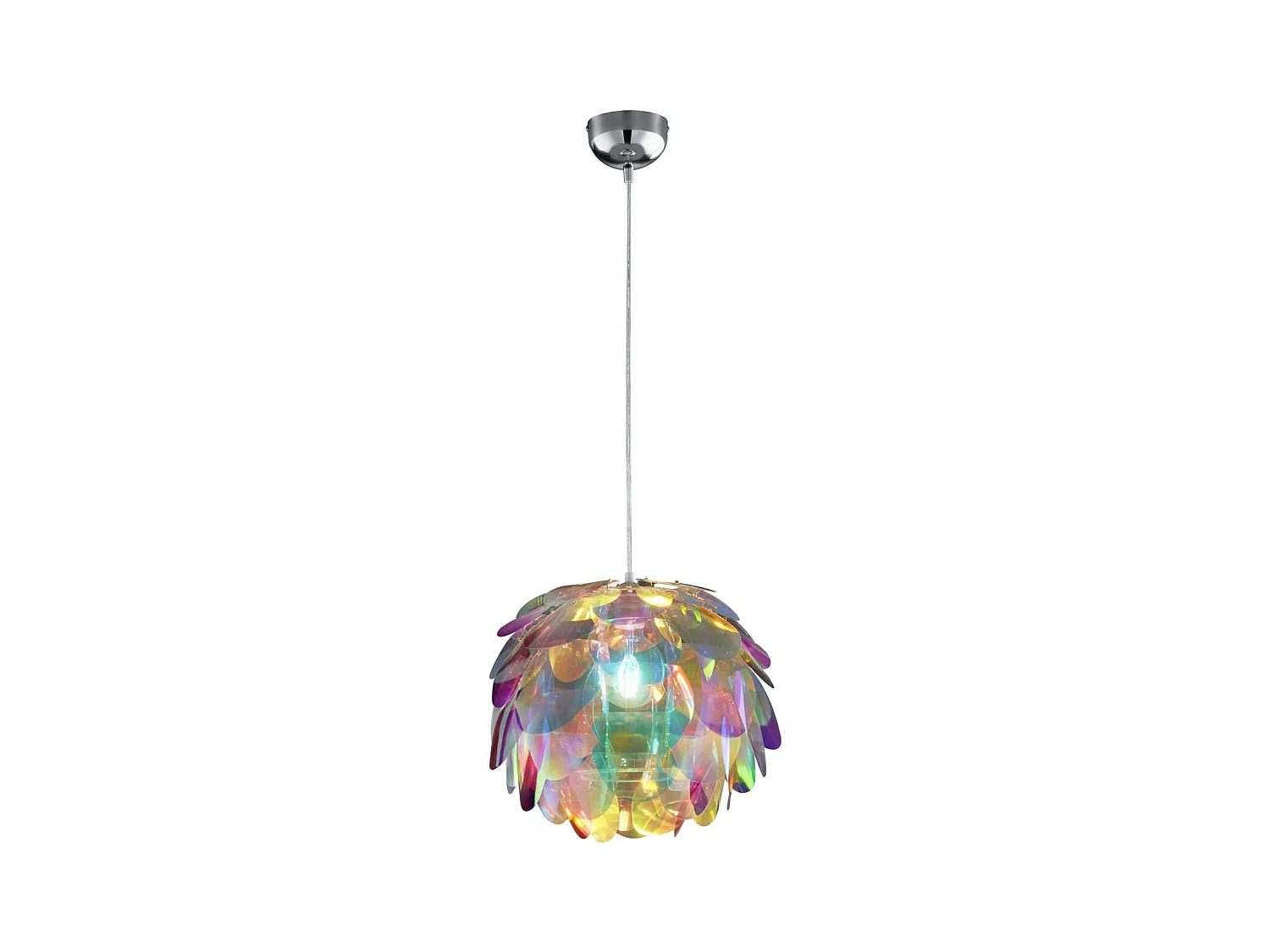 Lampada a sospensione, metallo, cromo, 40x150x40 cm, Clover