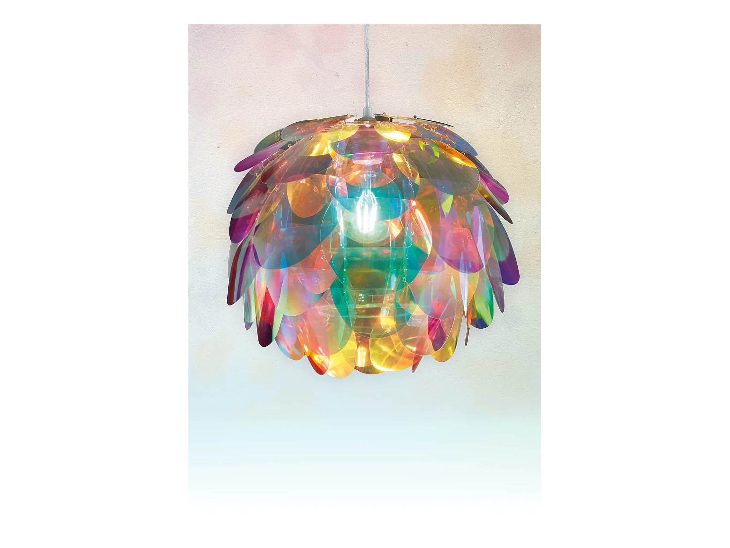 Lampada a sospensione, metallo, cromo, 40x150x40 cm, Clover