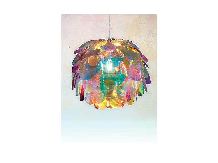 Lampada a sospensione, metallo, cromo, 40x150x40 cm, Clover