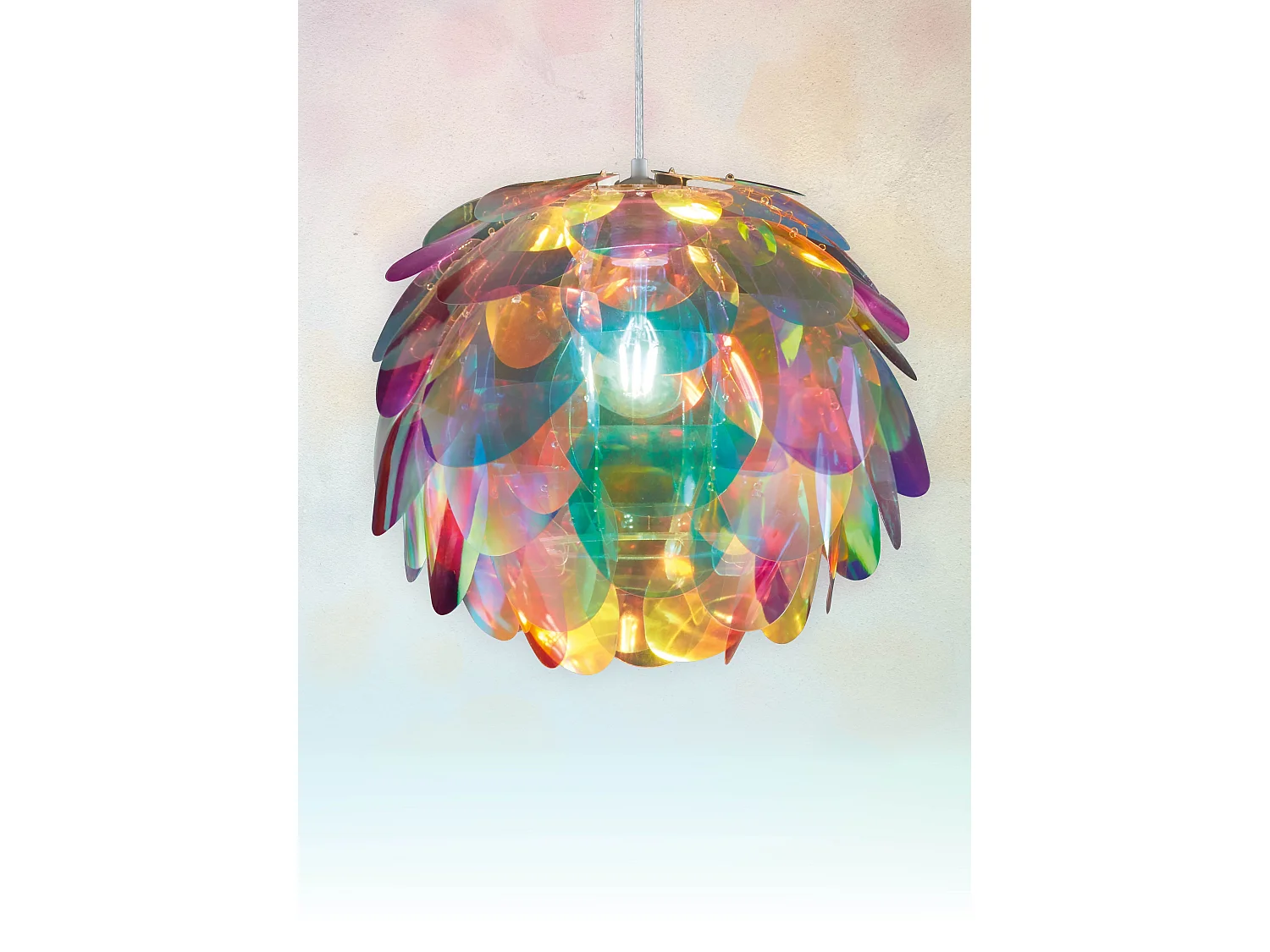 Lampada a sospensione, metallo, cromo, 40x150x40 cm, Clover