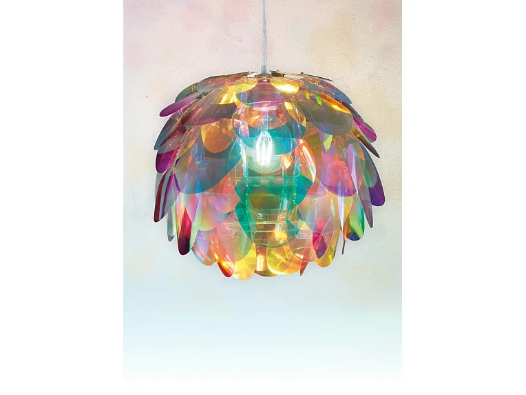 Lampada a sospensione, metallo, cromo, 40x150x40 cm, Clover