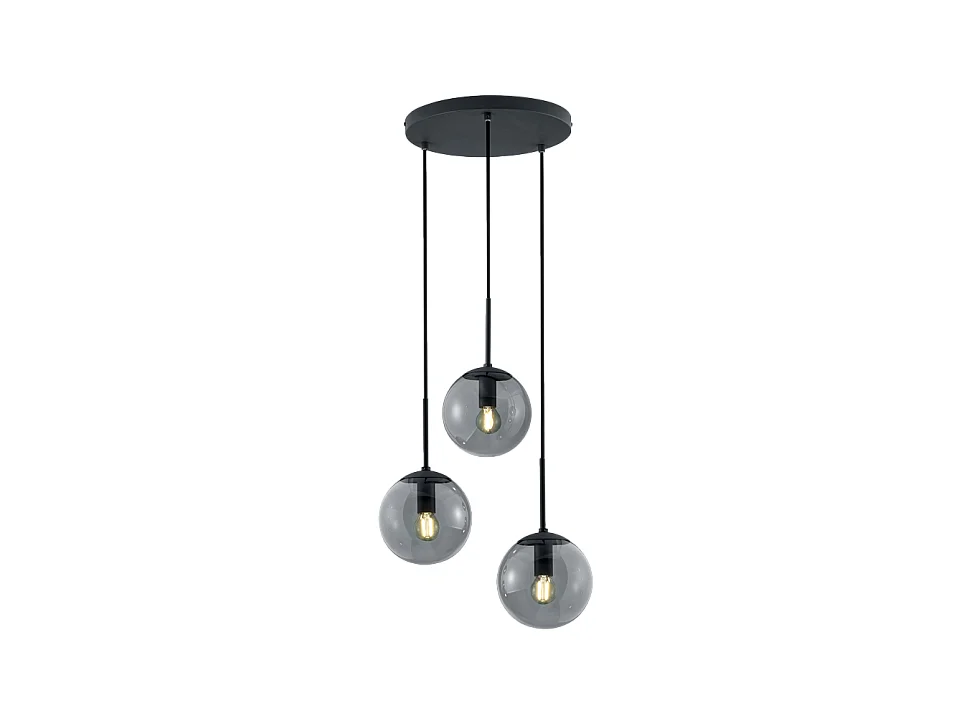 Lampada a sospensione 3 luci, metallo, antracite, 30x150x30 cm, Balini