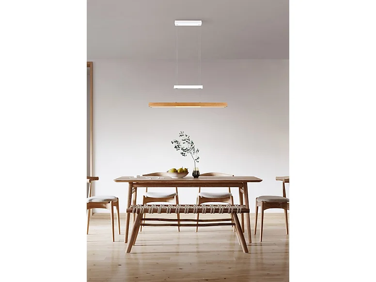 Lampada a sospensione LED, metallo, bianco opaco, 152x150x8,5 cm, Trajan