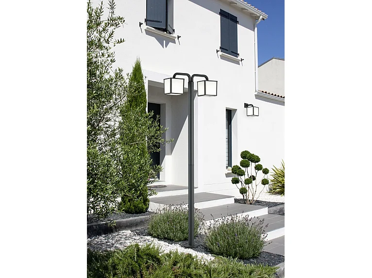 Palo LED 2 luci, alluminio, antracite, 61,5x200x18 cm, Cubango