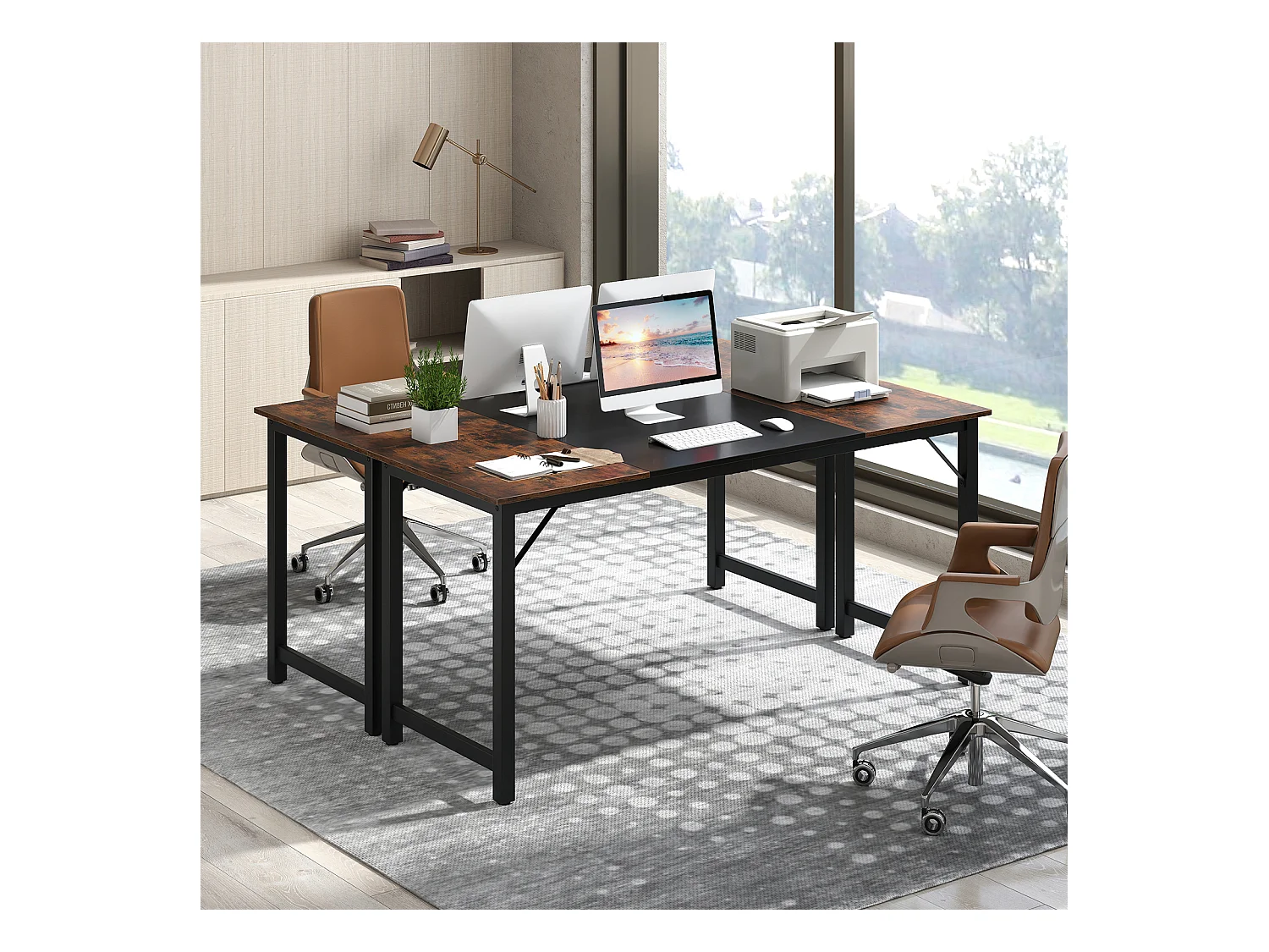 Industrieller Konferenztisch mit Metallrahmen Rechteckiger Computertisch Arbeitstisch