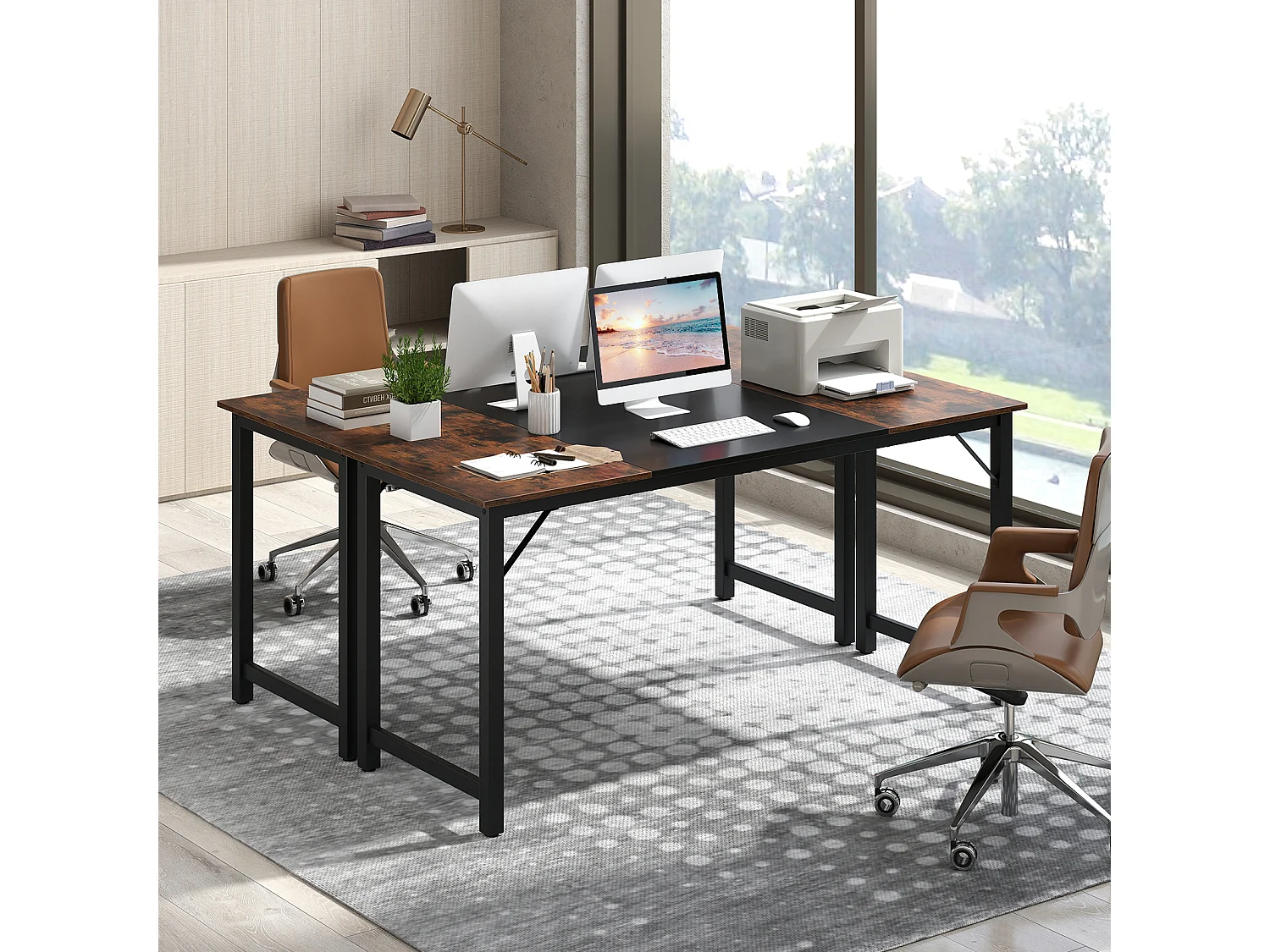 Industrieller Konferenztisch mit Metallrahmen Rechteckiger Computertisch Arbeitstisch