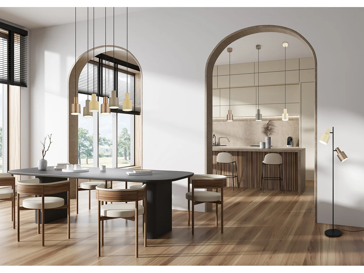 Hanglamp AGUDO - 12x12x150 cm - Beige