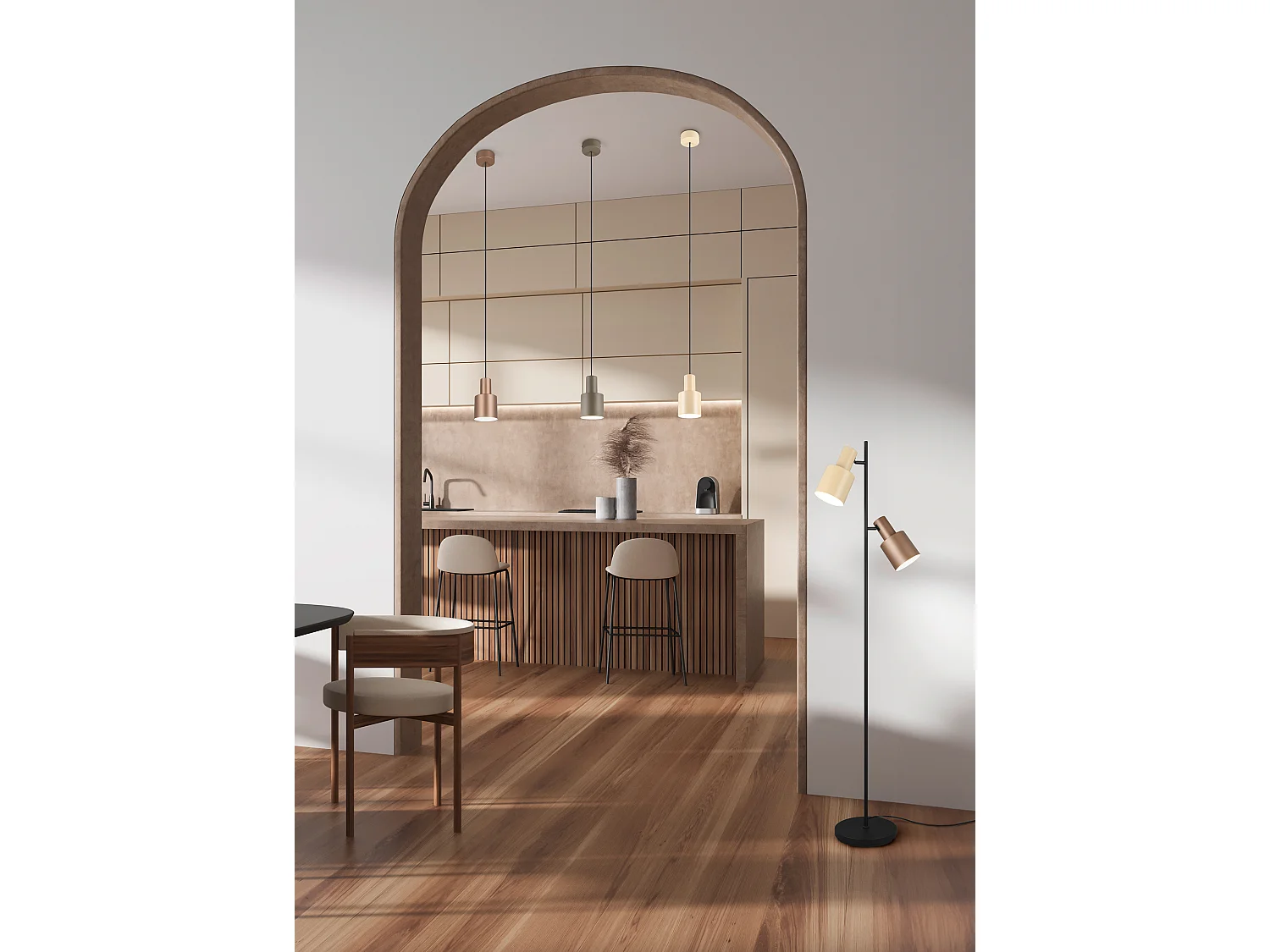Hanglamp AGUDO - 12x12x150 cm - Beige