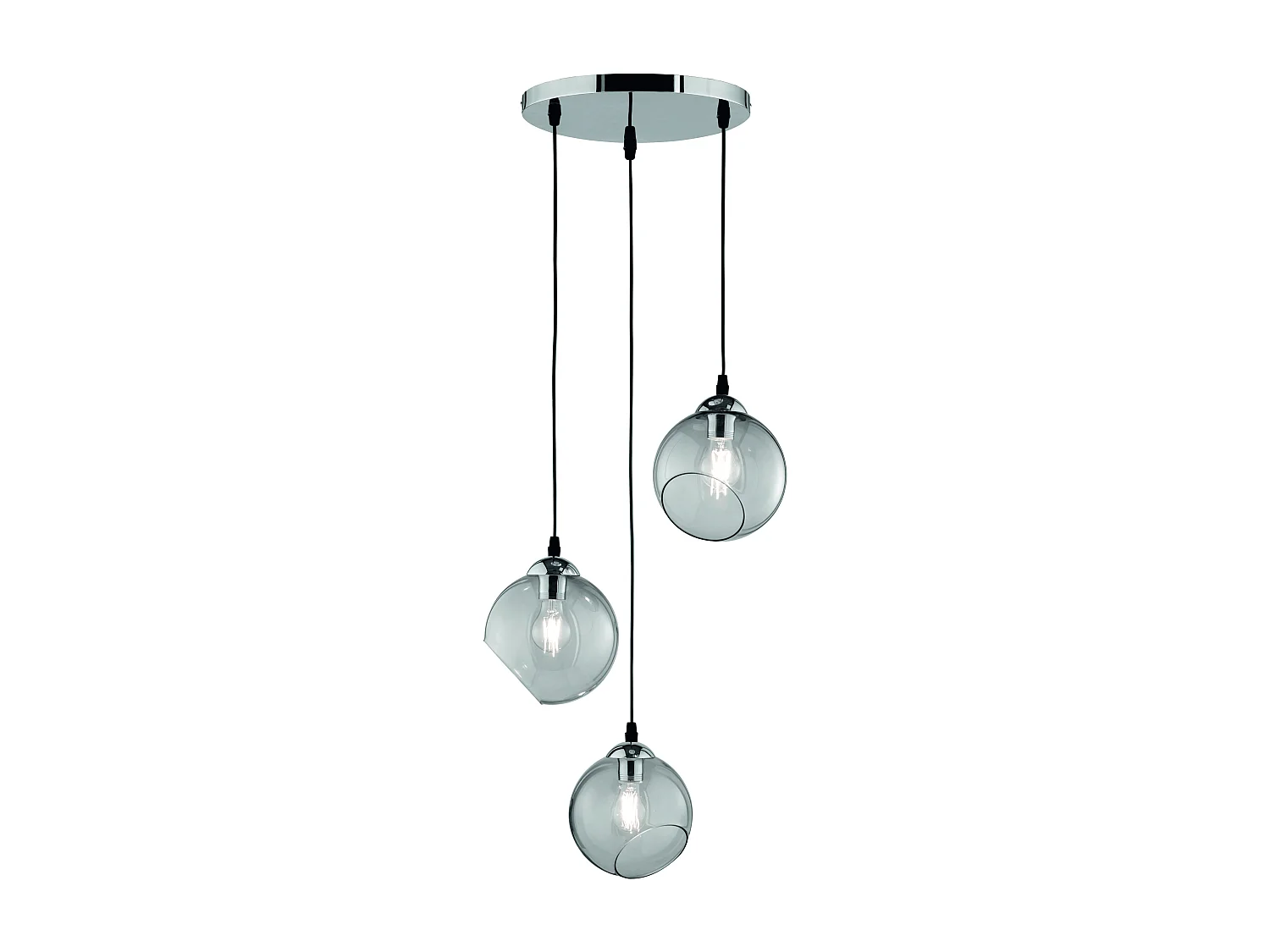 Lampada a sospensione 3 luci, metallo, cromo, 35x150x35 cm, Clooney