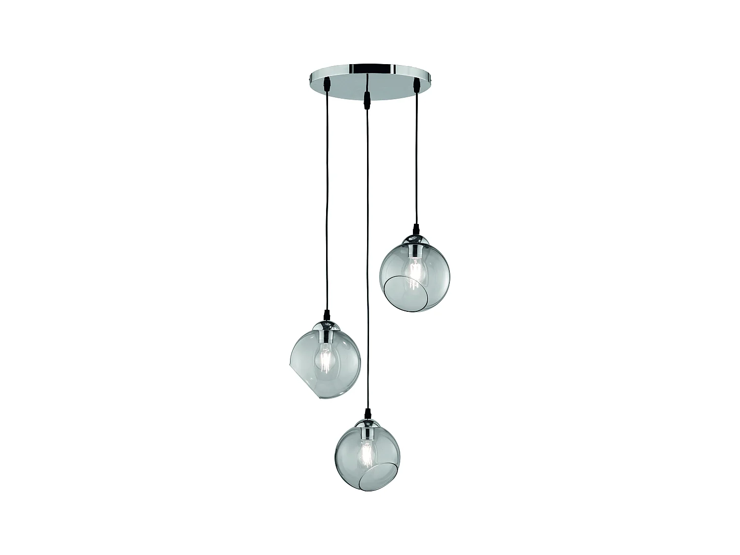 Lampada a sospensione 3 luci, metallo, cromo, 35x150x35 cm, Clooney