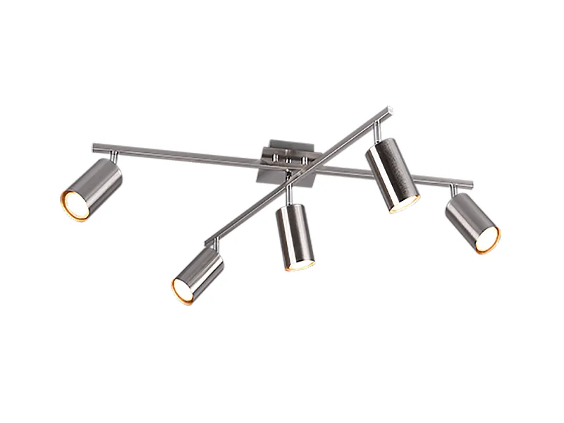 Plafoniera 5 luci, metallo, nichel opaco, 77,4x22,4x57,4 cm, Marley