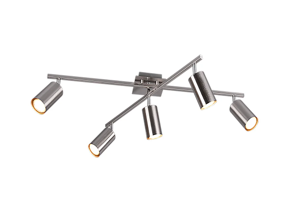 Plafoniera 5 luci, metallo, nichel opaco, 77,4x22,4x57,4 cm, Marley