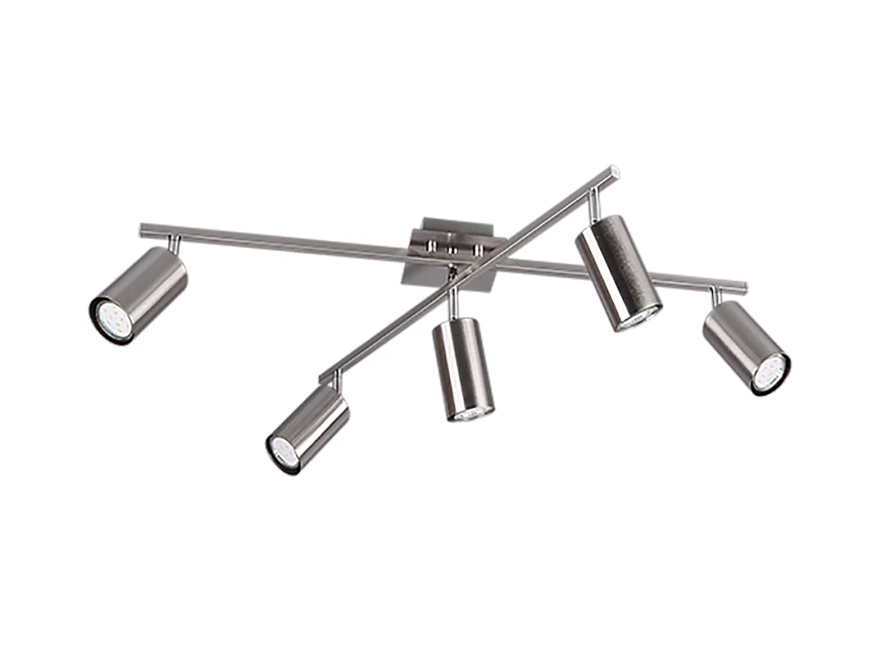 Plafoniera 5 luci, metallo, nichel opaco, 77,4x22,4x57,4 cm, Marley