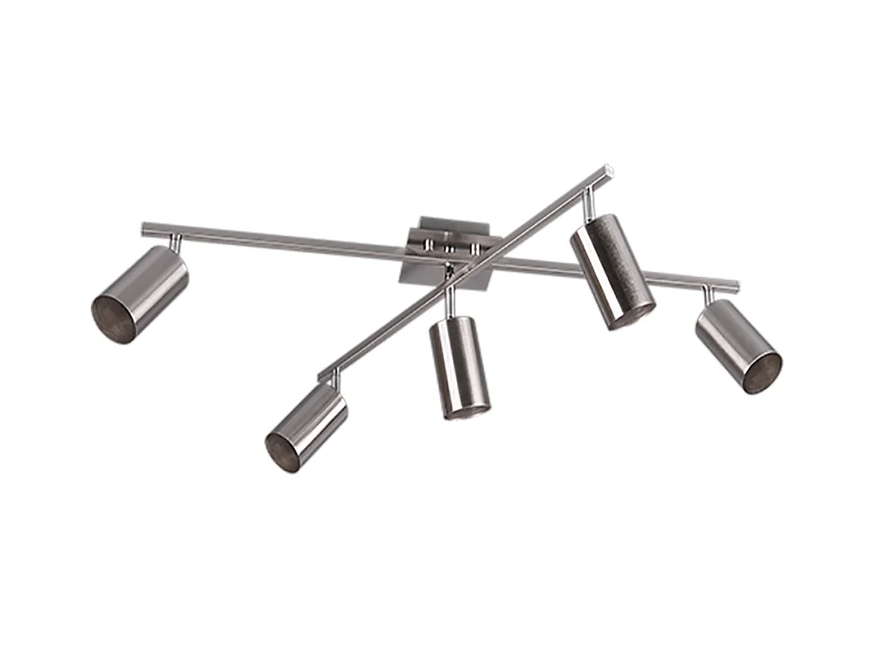Plafoniera 5 luci, metallo, nichel opaco, 77,4x22,4x57,4 cm, Marley